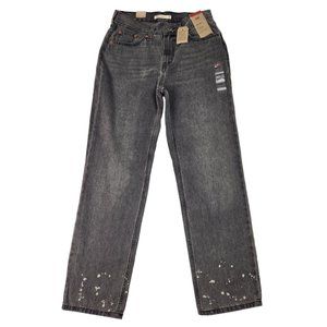 Levis Low Pro‎ Womens Jeans Size 28/31 Gray Splatter Detail Straight Denim NEW